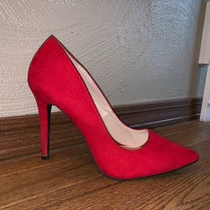 Bright red, suede high heels :)
